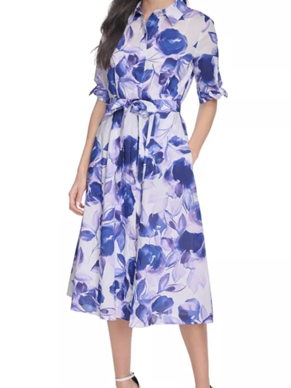 Calvin Klein Women's Summer Cotton Floral-Print Shirt Dress Size 6 - Picture 7 of 7